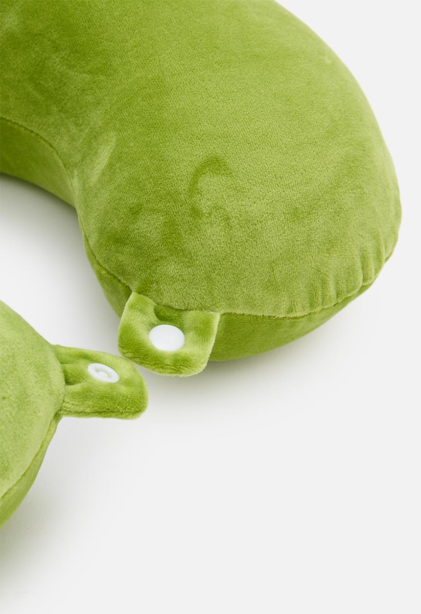 Pop Candy - Plush close-eyed character neck pillow set - moss green