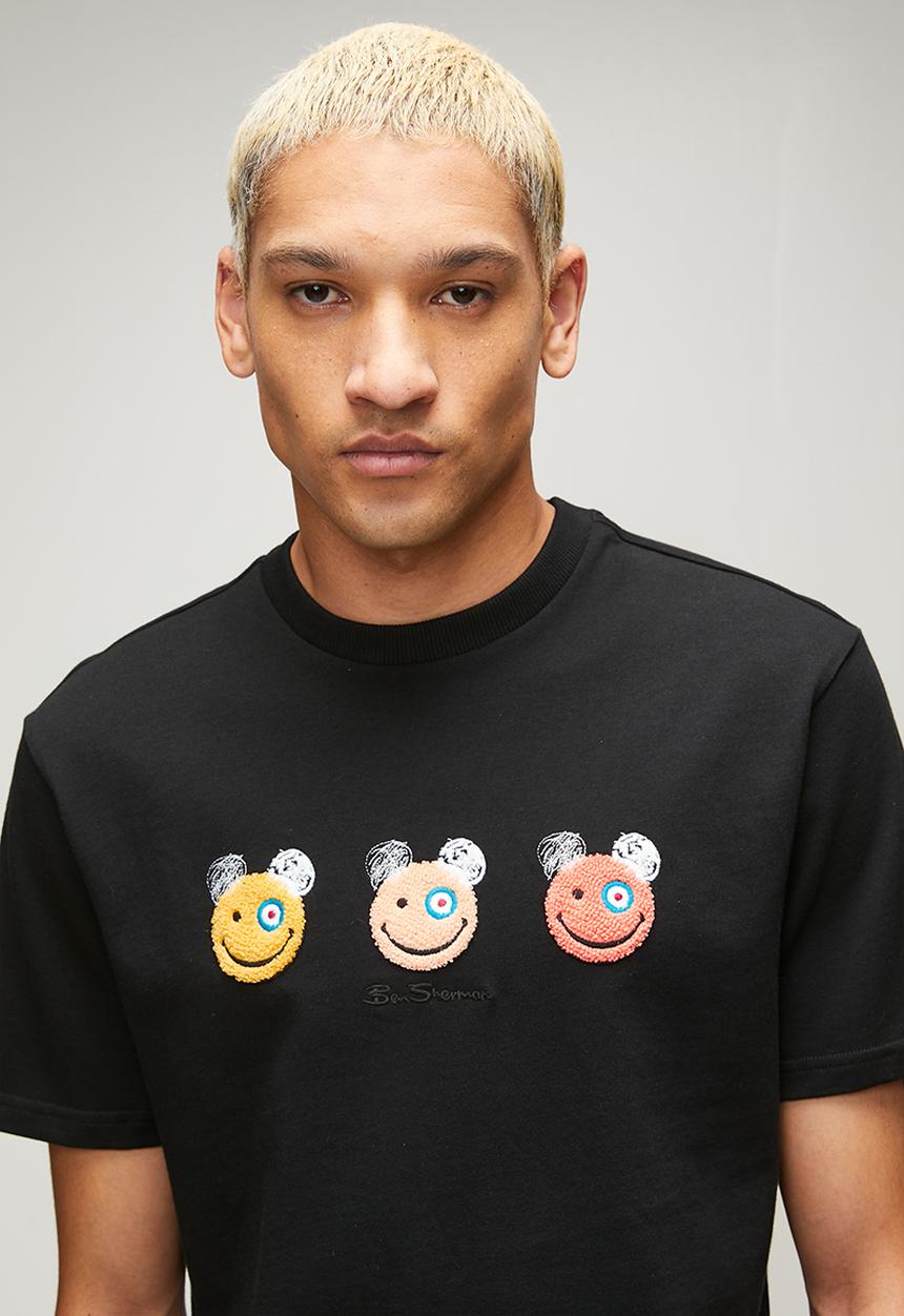 Ben Sherman - Happy Bears Chenille Applique 260Gsm - Black