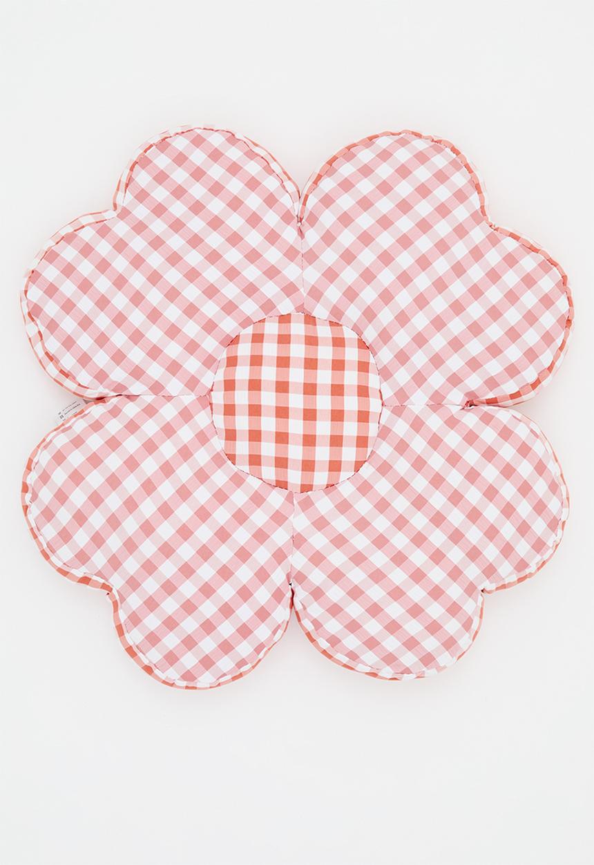 Pop Candy - Gingham flower-shaped cushion - pink/red
