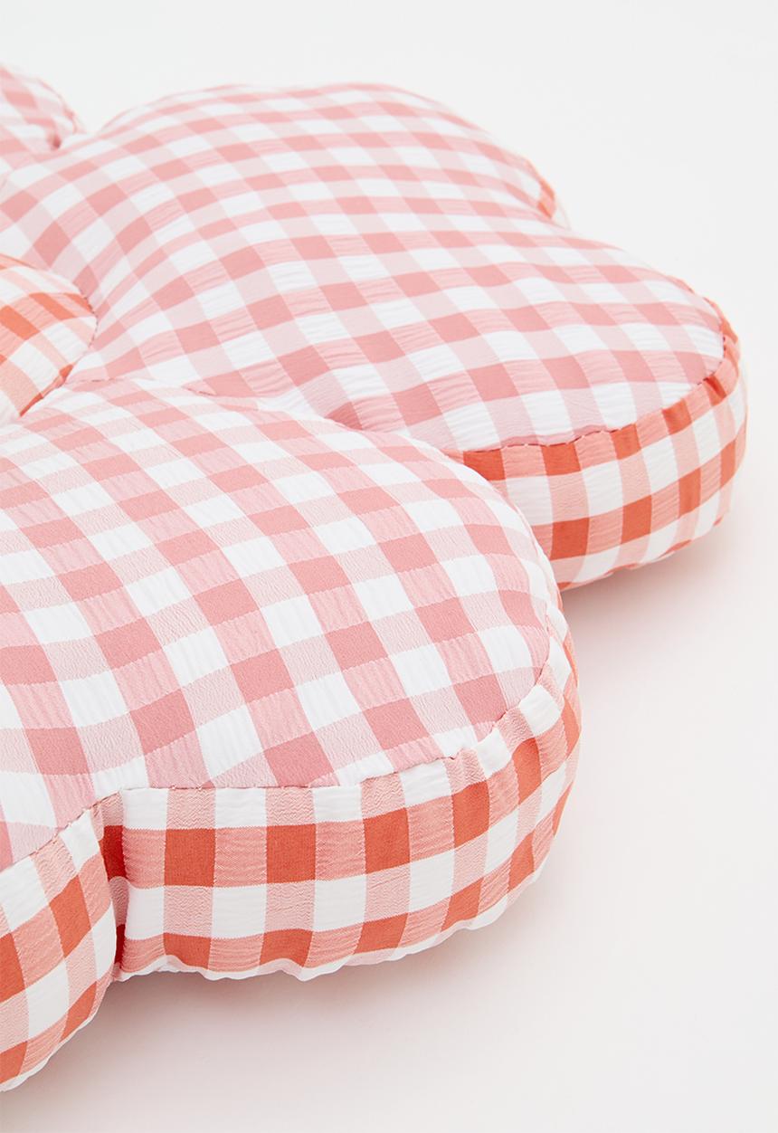 Pop Candy - Gingham flower-shaped cushion - pink/red