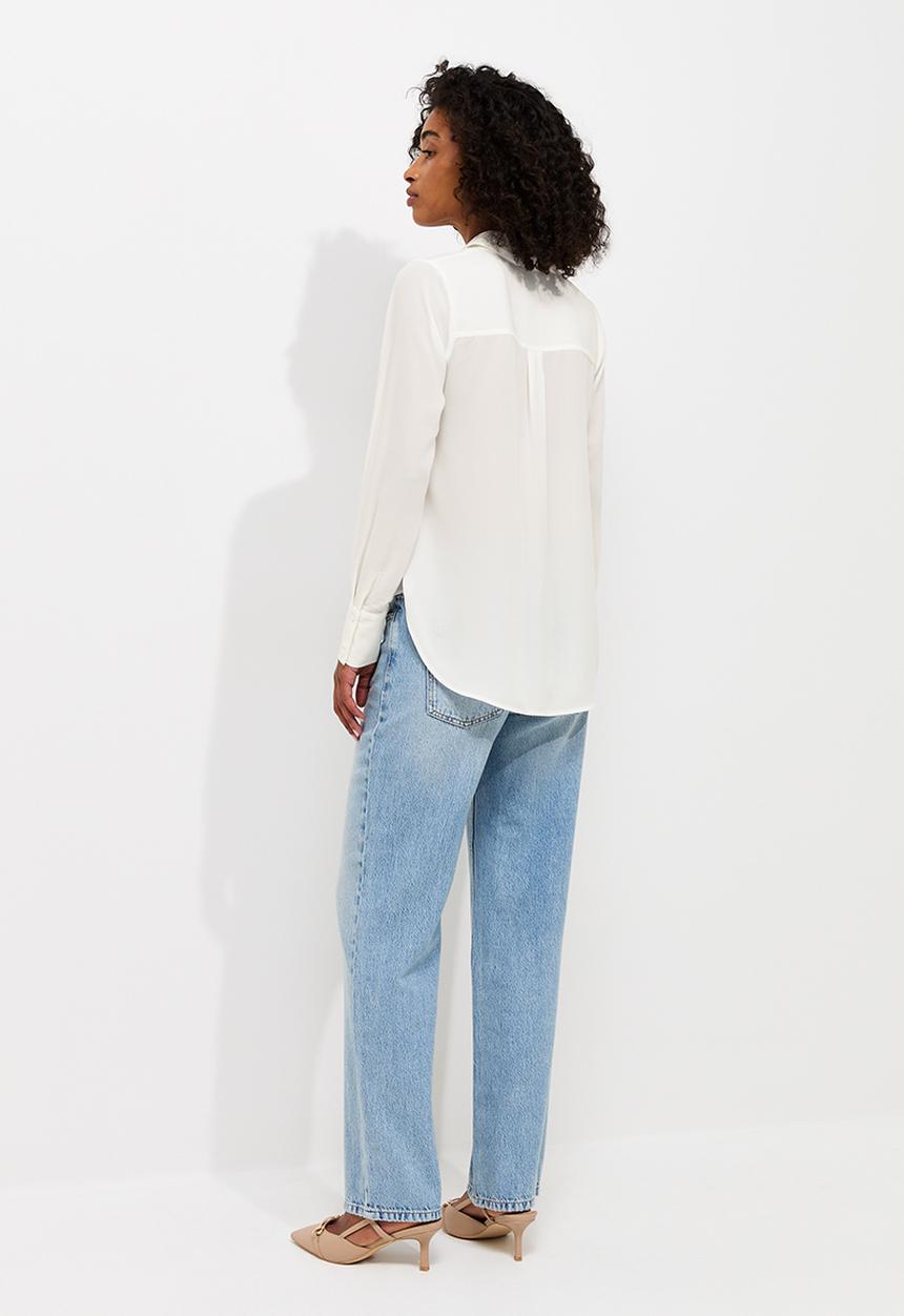 New Look - K Claire Plain Ls Shirt - Cream
