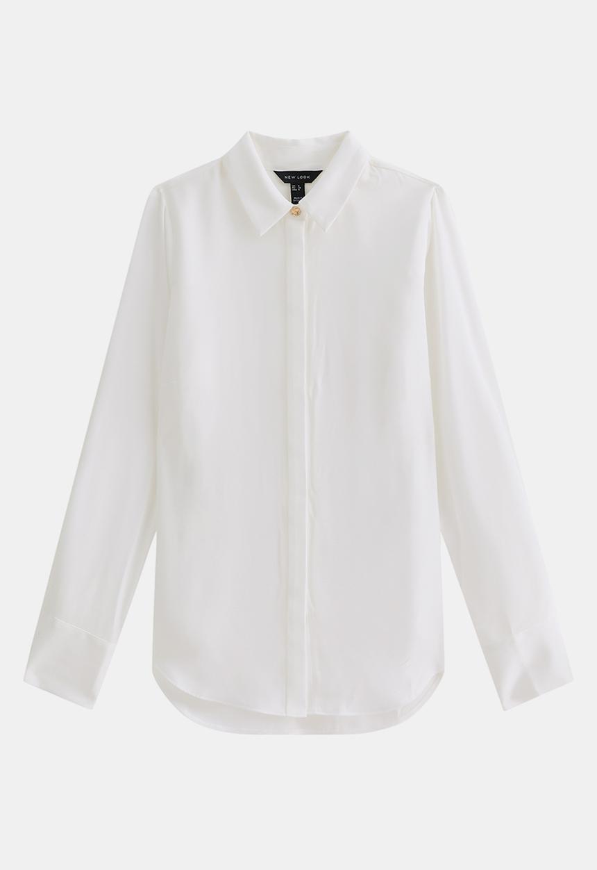 New Look - K Claire Plain Ls Shirt - Cream