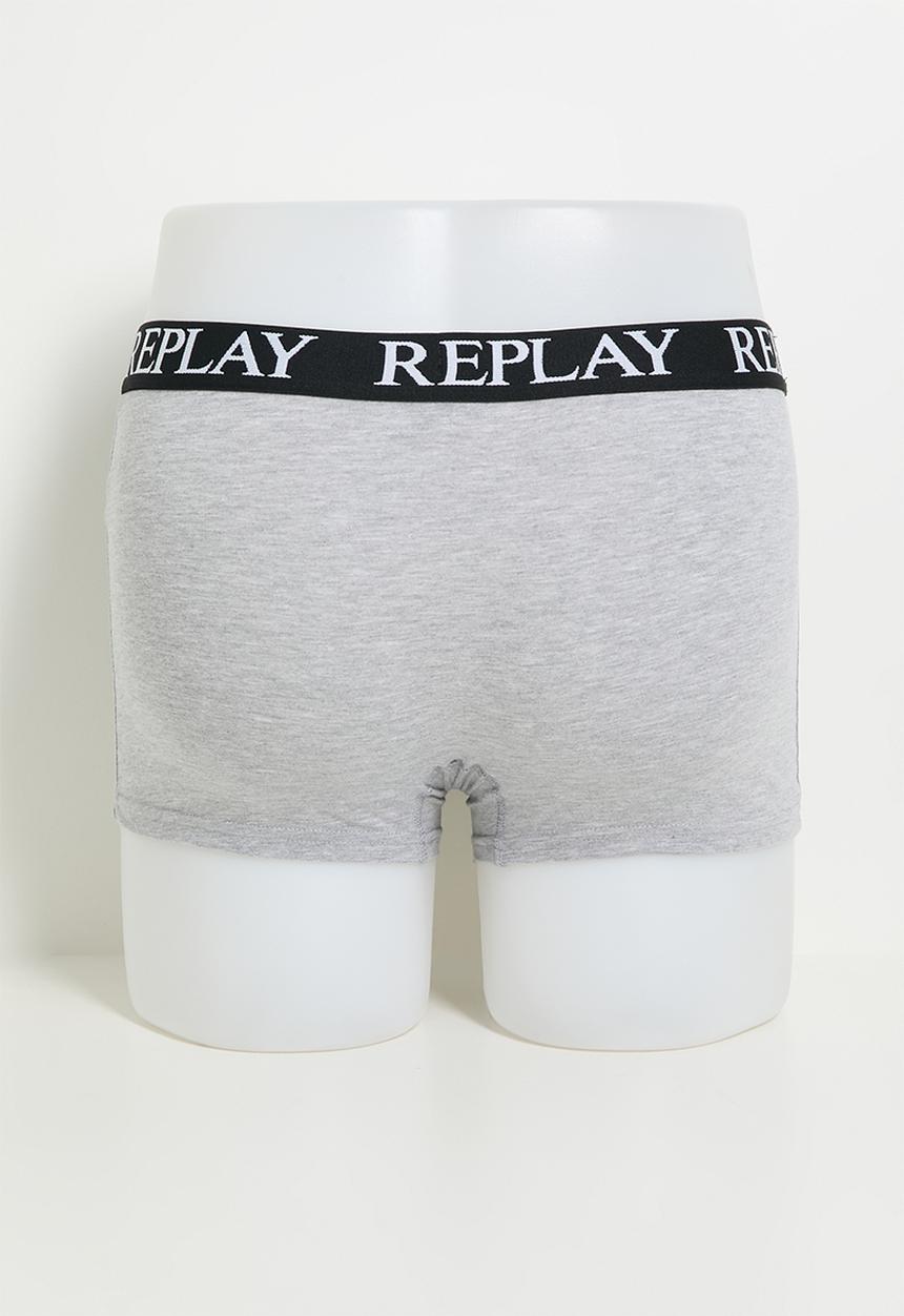 Replay - 3Pk Basic Cuff Logo Boxer  - Blue Multi