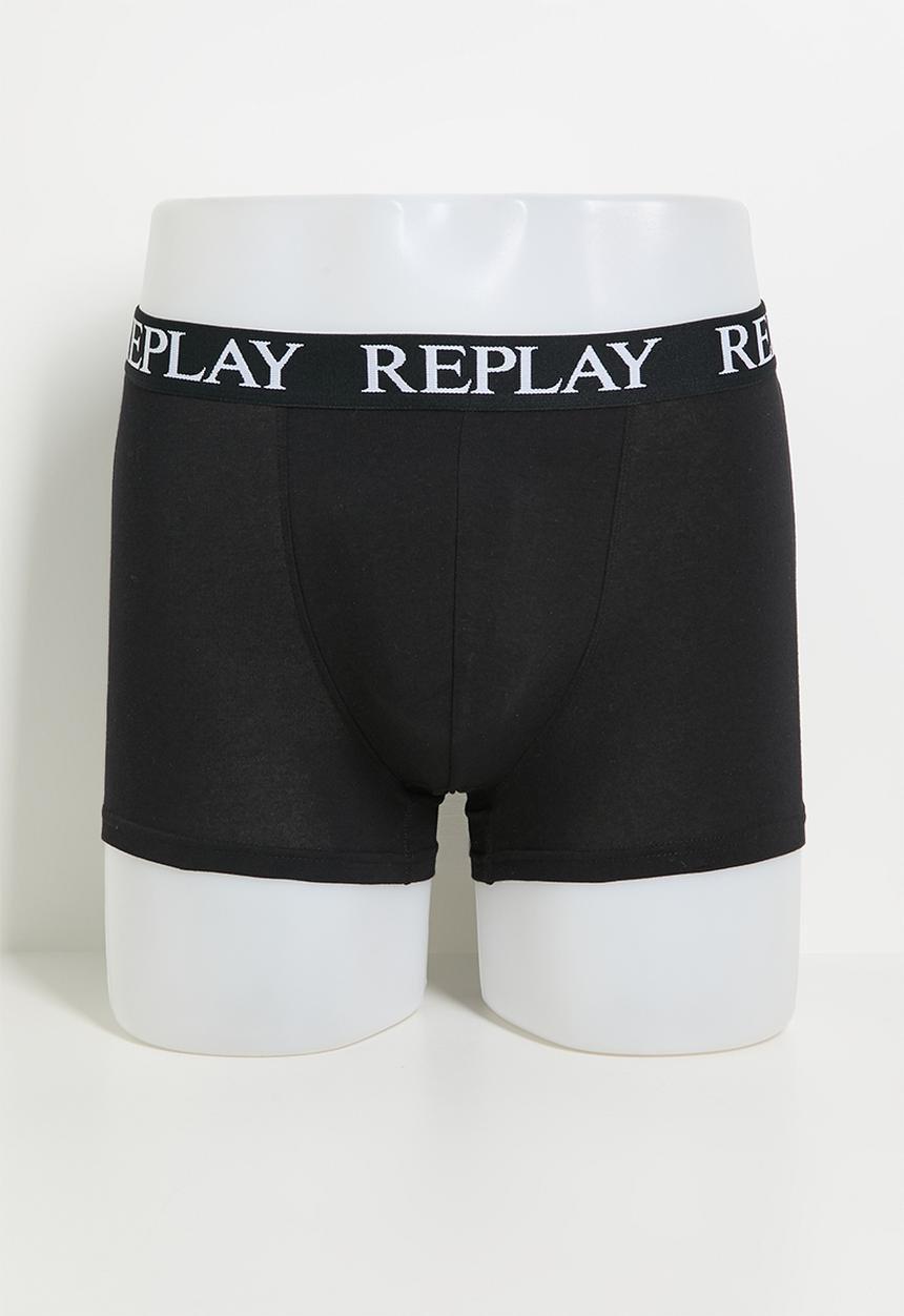 Replay - 3Pk Basic Cuff Logo Boxer  - White Multi