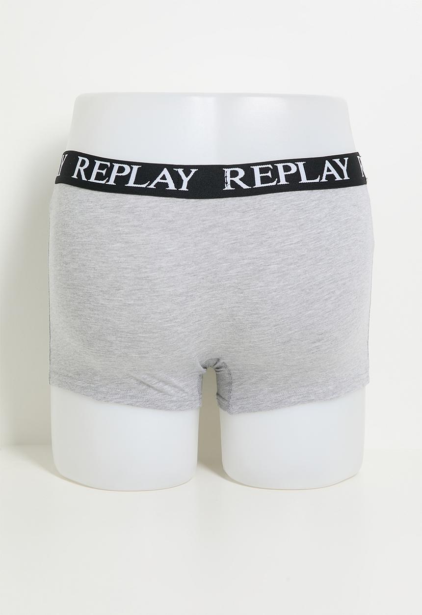Replay - 3Pk Basic Cuff Logo Boxer  - White Multi