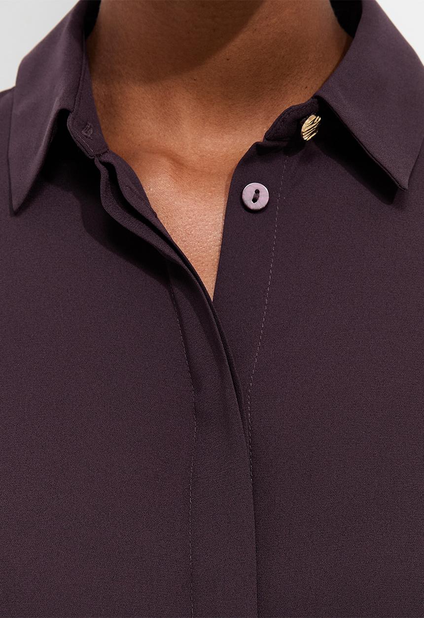 New Look - K Claire Plain Ls Shirt - Burgundy