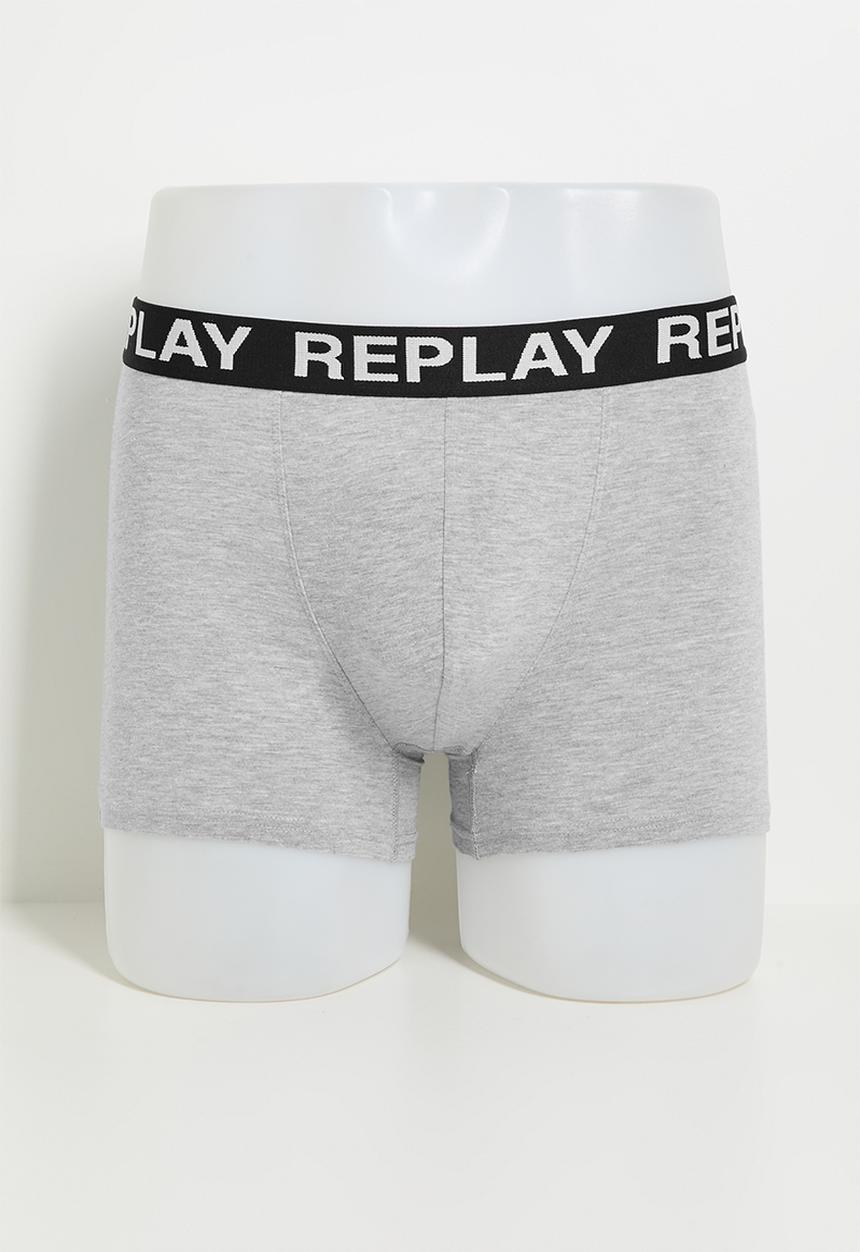 Replay - 3Pk Cuff Logo Boxer  - Grey Melange