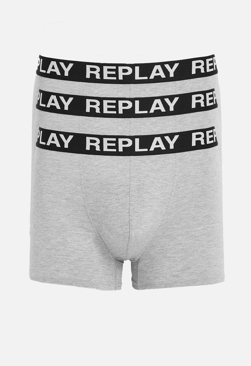 Replay - 3Pk Cuff Logo Boxer  - Grey Melange