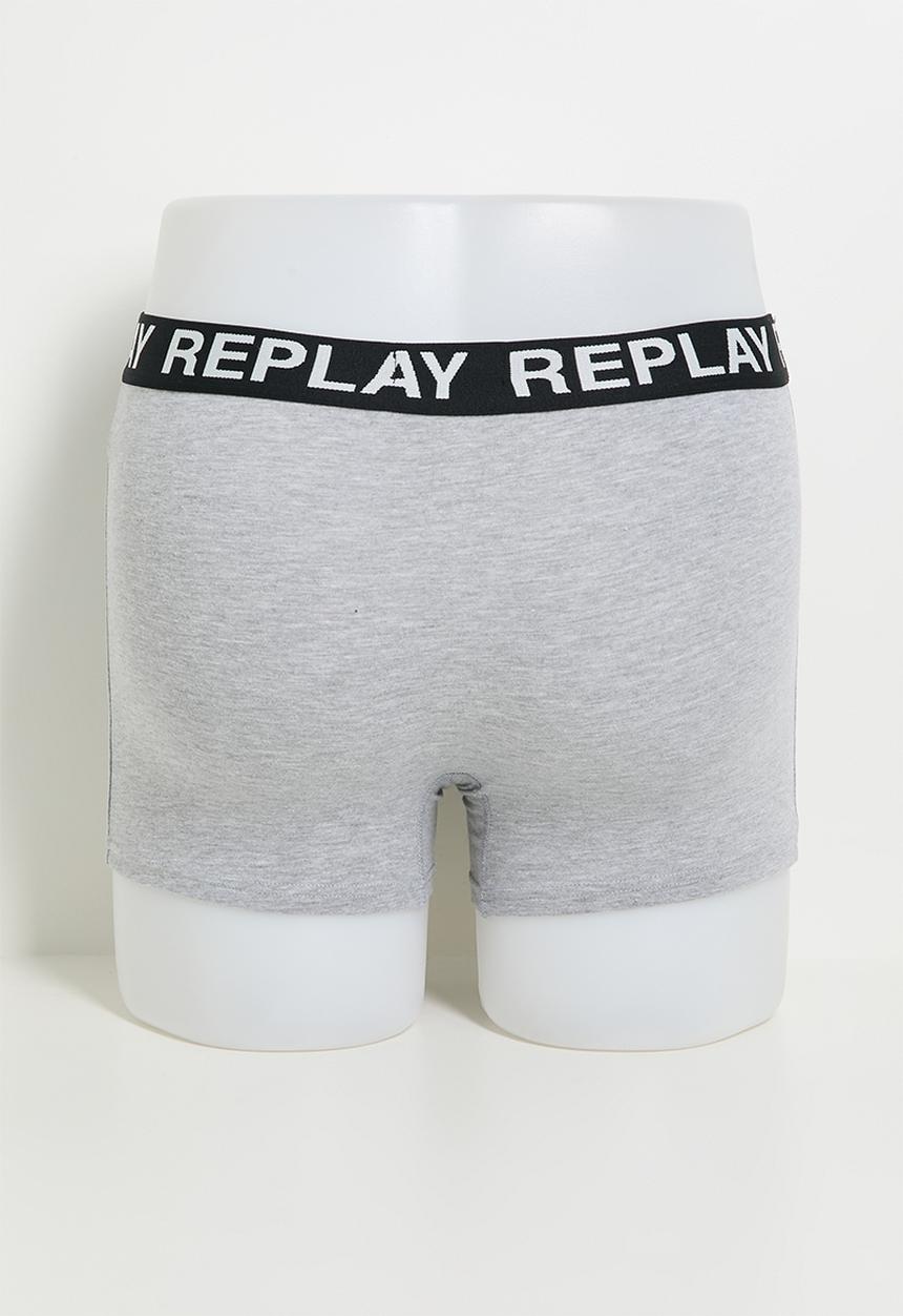 Replay - 3Pk Cuff Logo Boxer  - Grey Melange