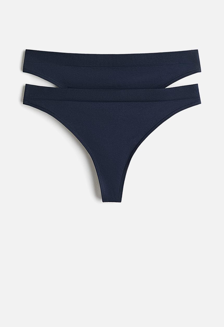 H&M - 2-pack seamless thong briefs - navy blue