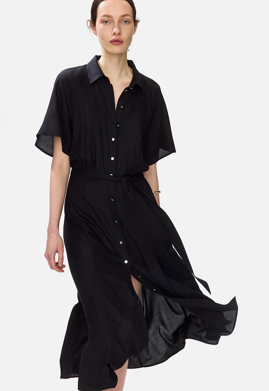 H&M - Tie-belt shirt dress - black