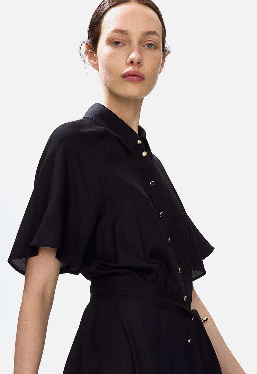 H&M - Tie-belt shirt dress - black