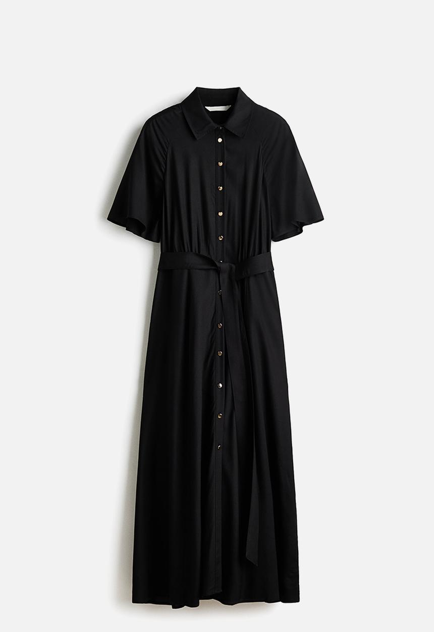 H&M - Tie-belt shirt dress - black