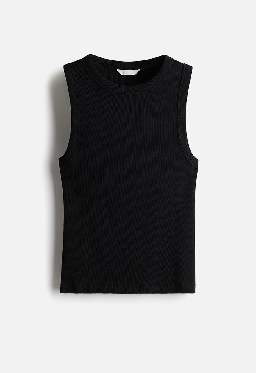 H&M - Ribbed vest top - black