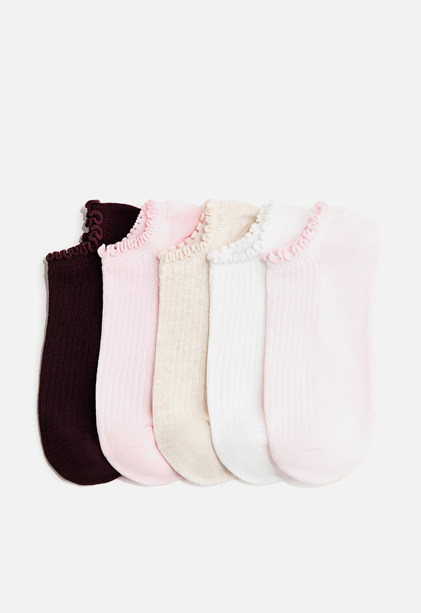H&M - 5-Pack shaftless socks - pink/burgundy