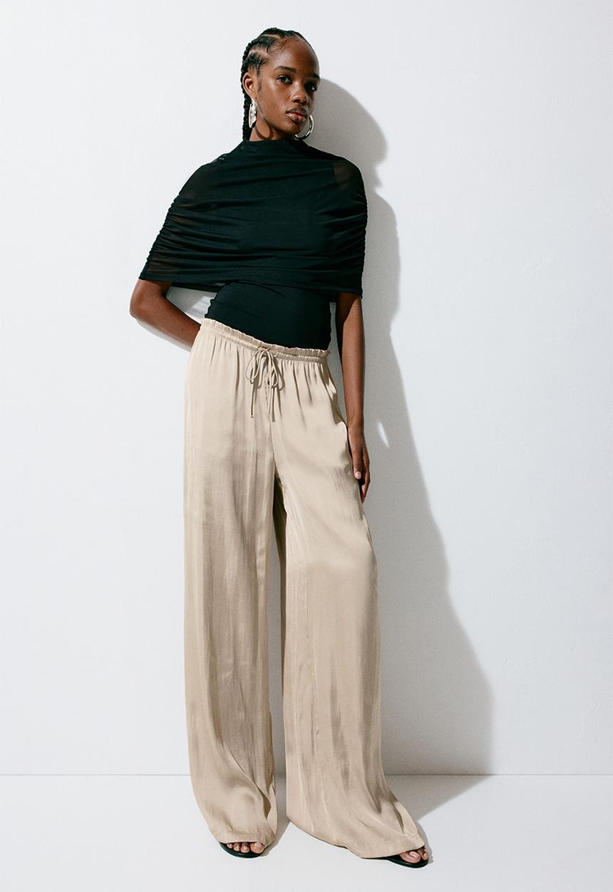 H&M - Satin drawstring trousers - beige