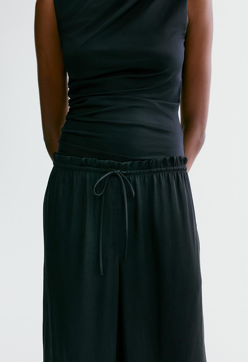 H&M - Satin drawstring trousers - black