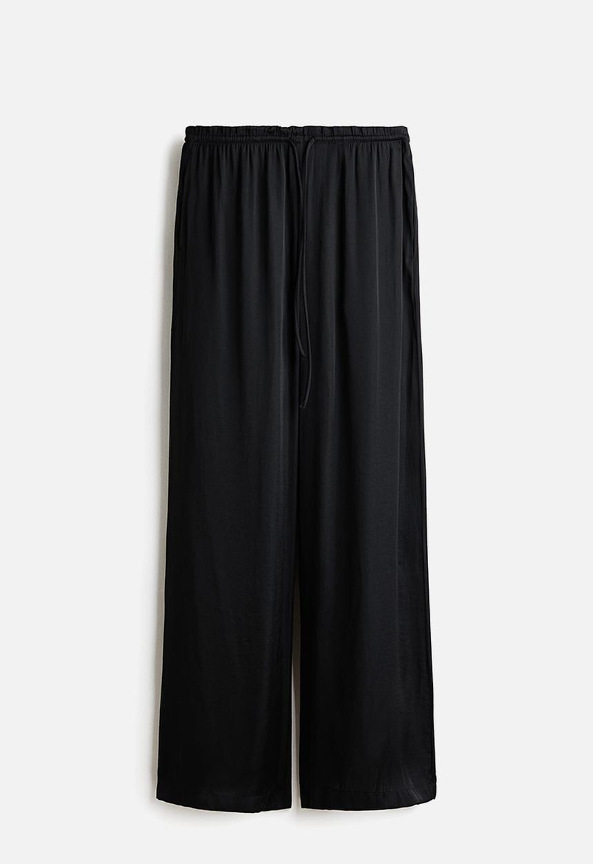 H&M - Satin drawstring trousers - black