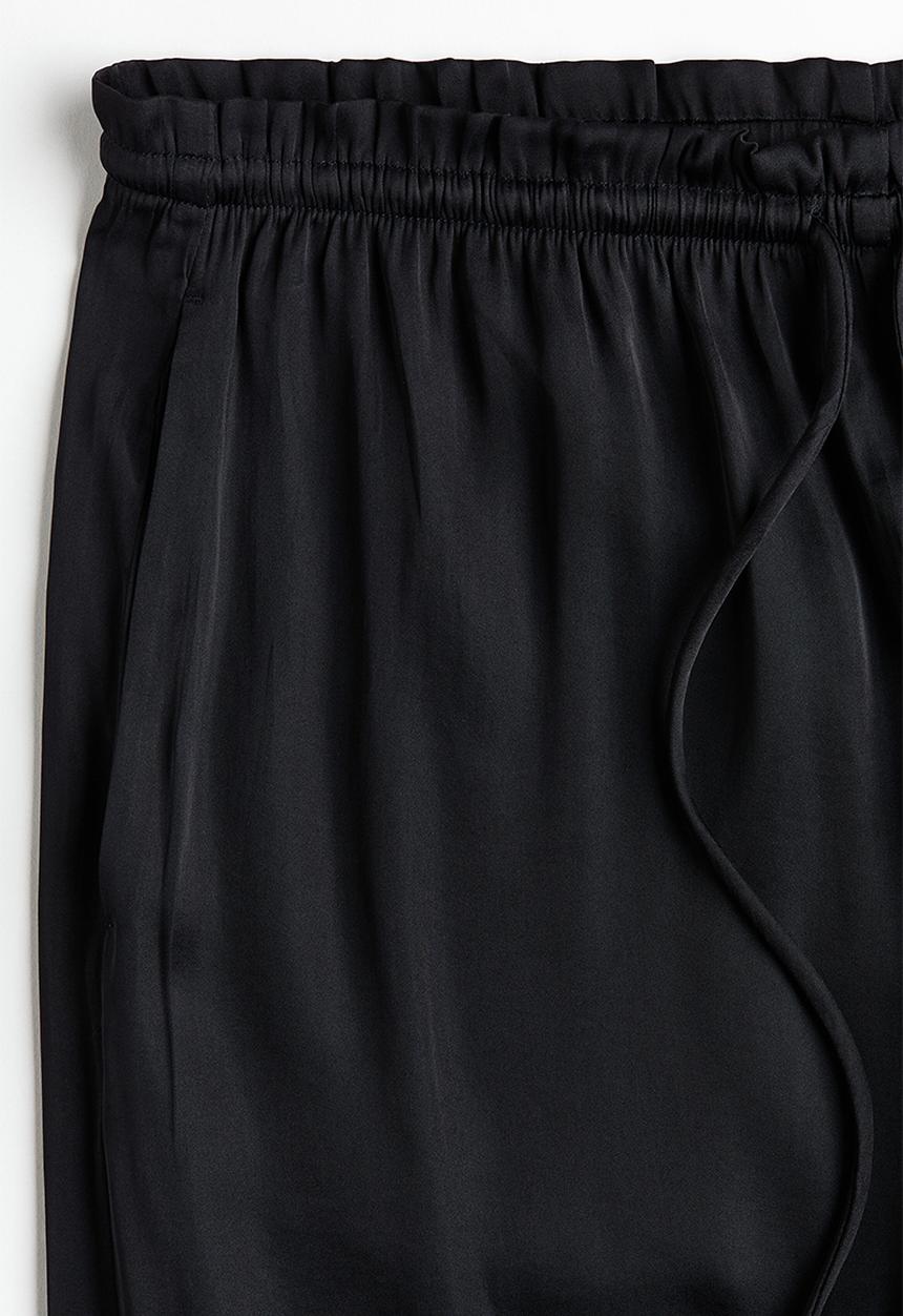 H&M - Satin drawstring trousers - black