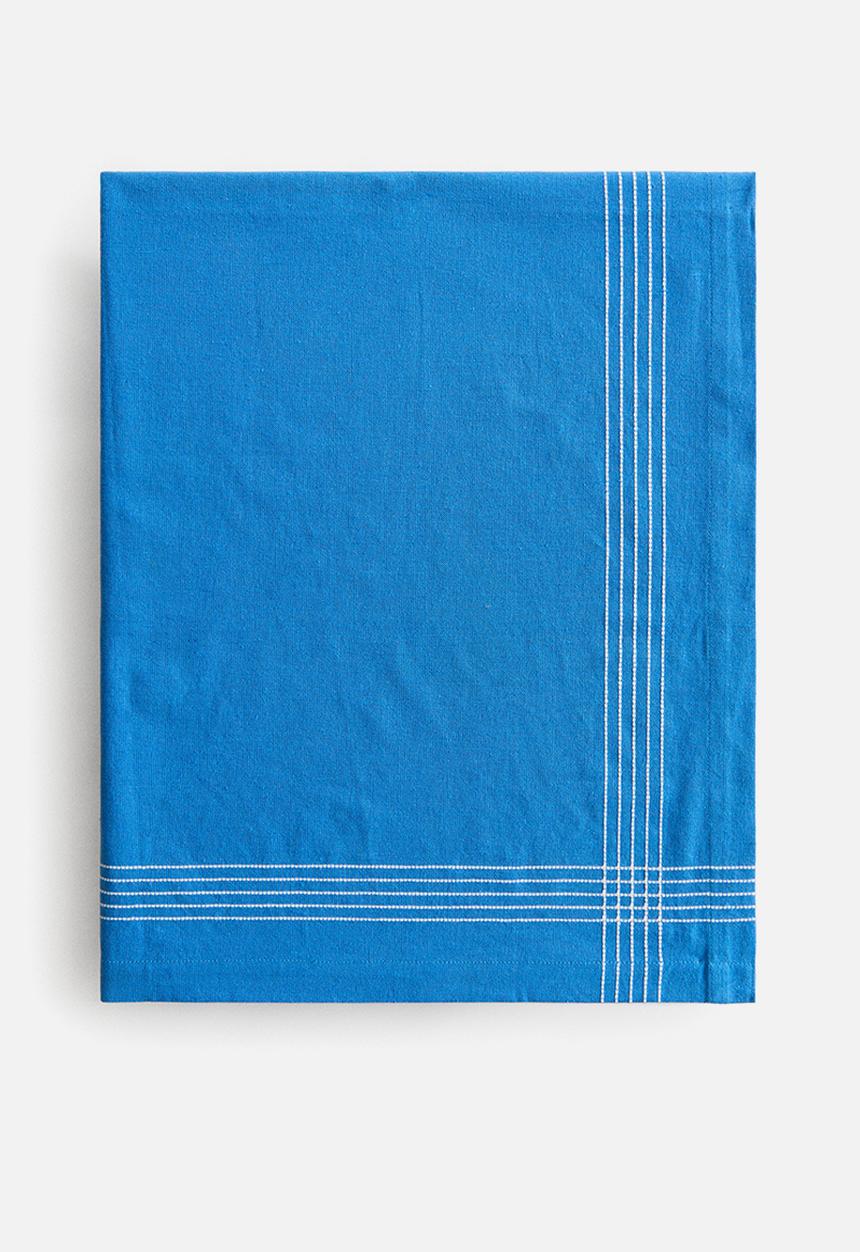 H&M - Embroidery-motif linen-blend tablecloth - blue/fish