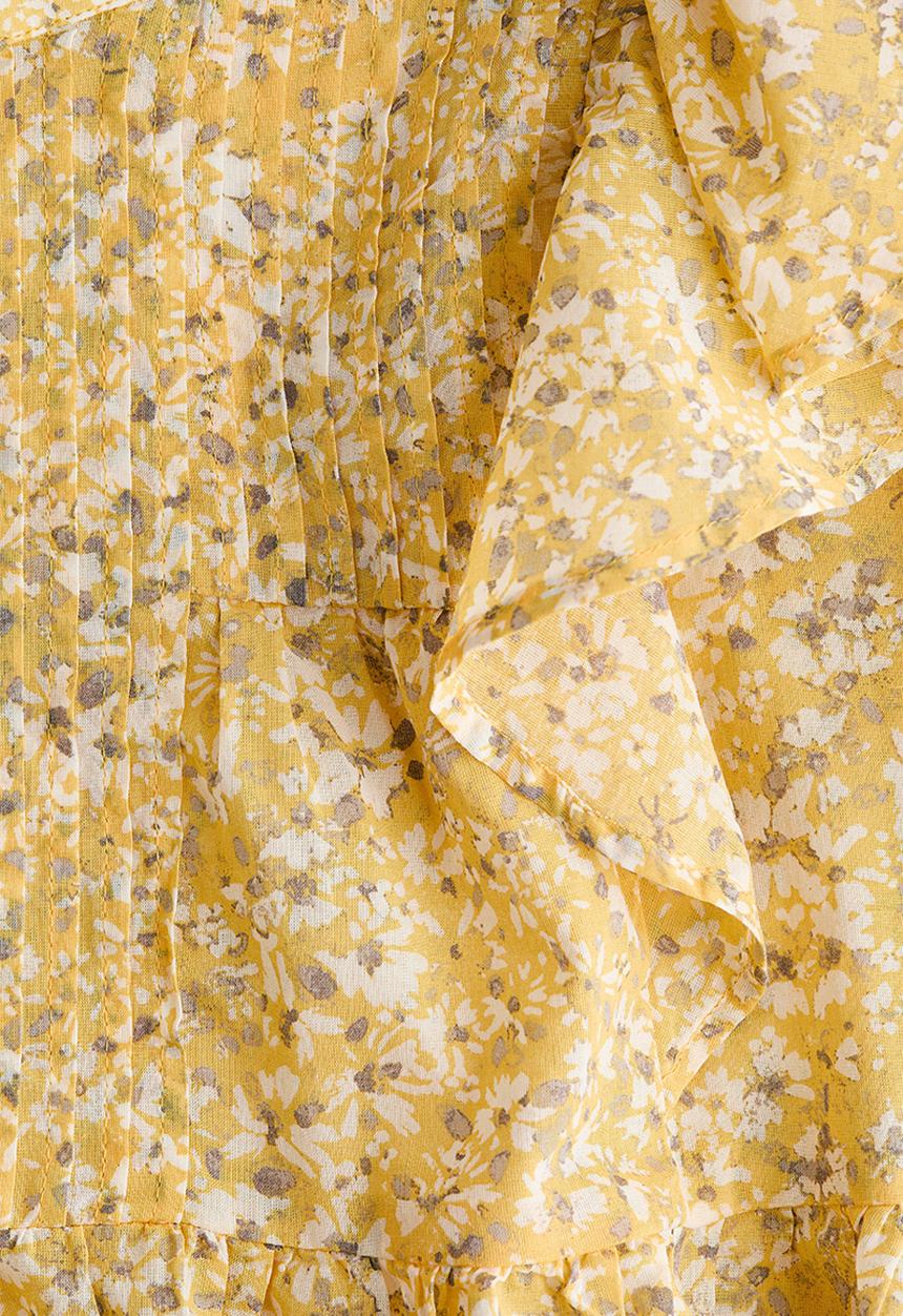 H&M - Frill-trimmed cotton top - yellow/floral