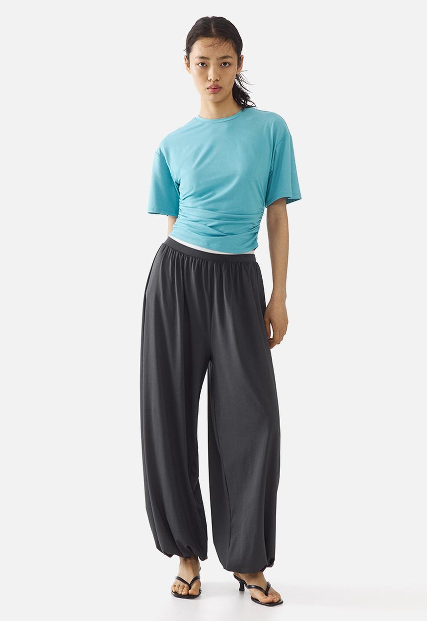 H&M - Ruched t-shirt - turquoise