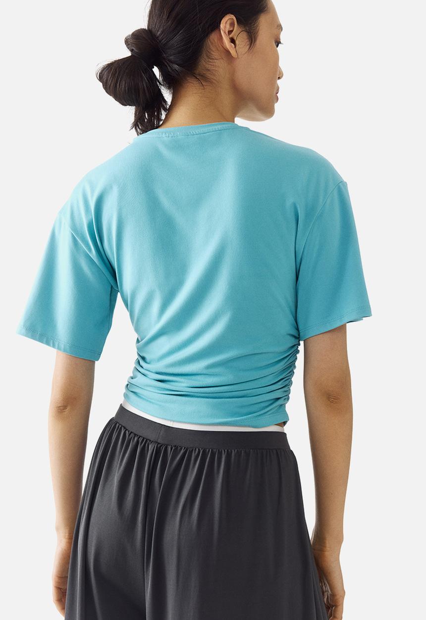 H&M - Ruched t-shirt - turquoise