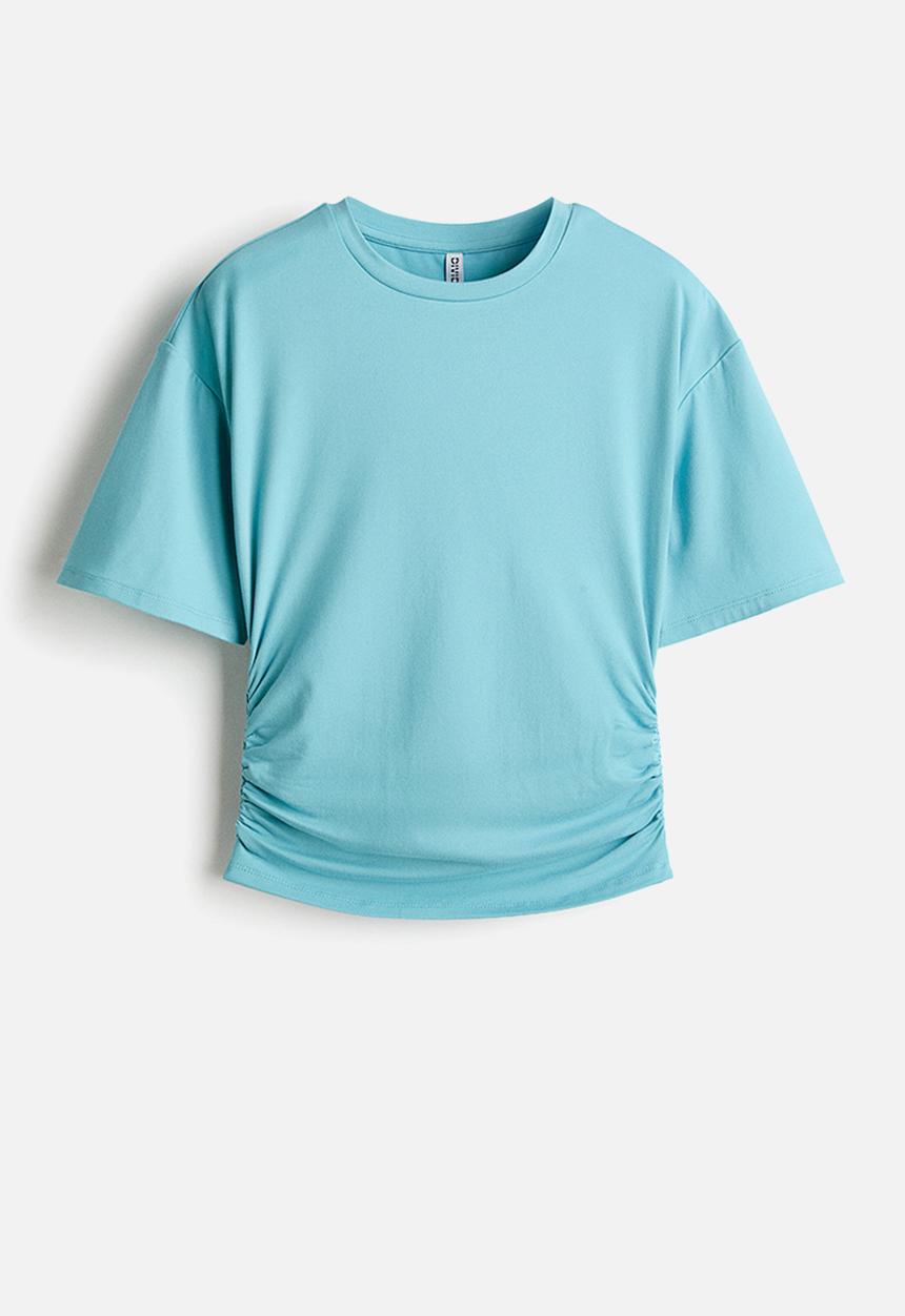 H&M - Ruched t-shirt - turquoise