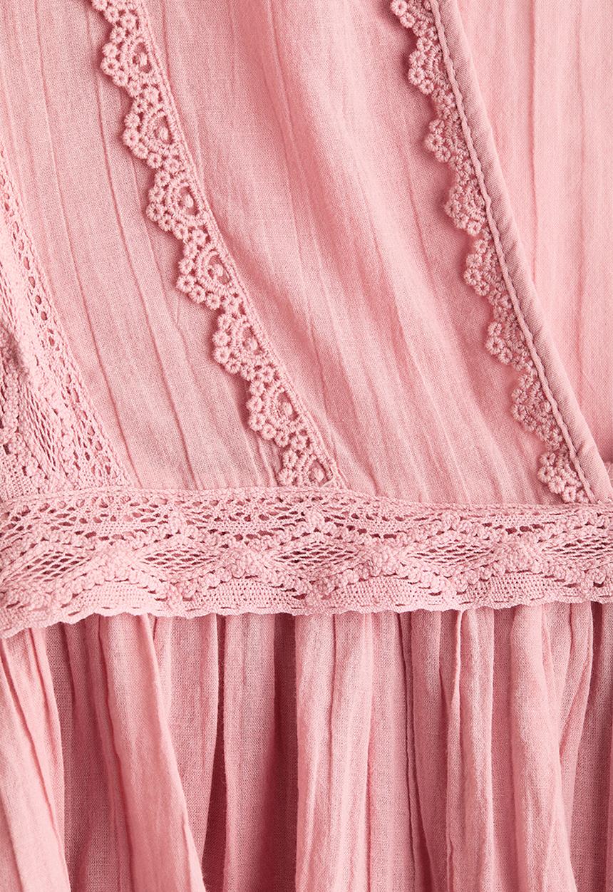 H&M - Lace-trimmed cotton blouse - pink