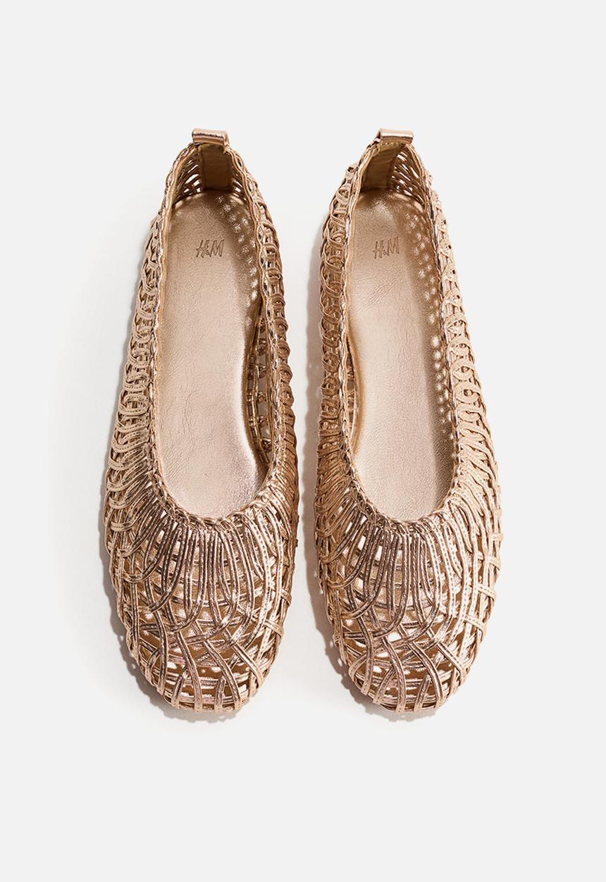 H&M - Braided-look ballet flats - gold-coloured