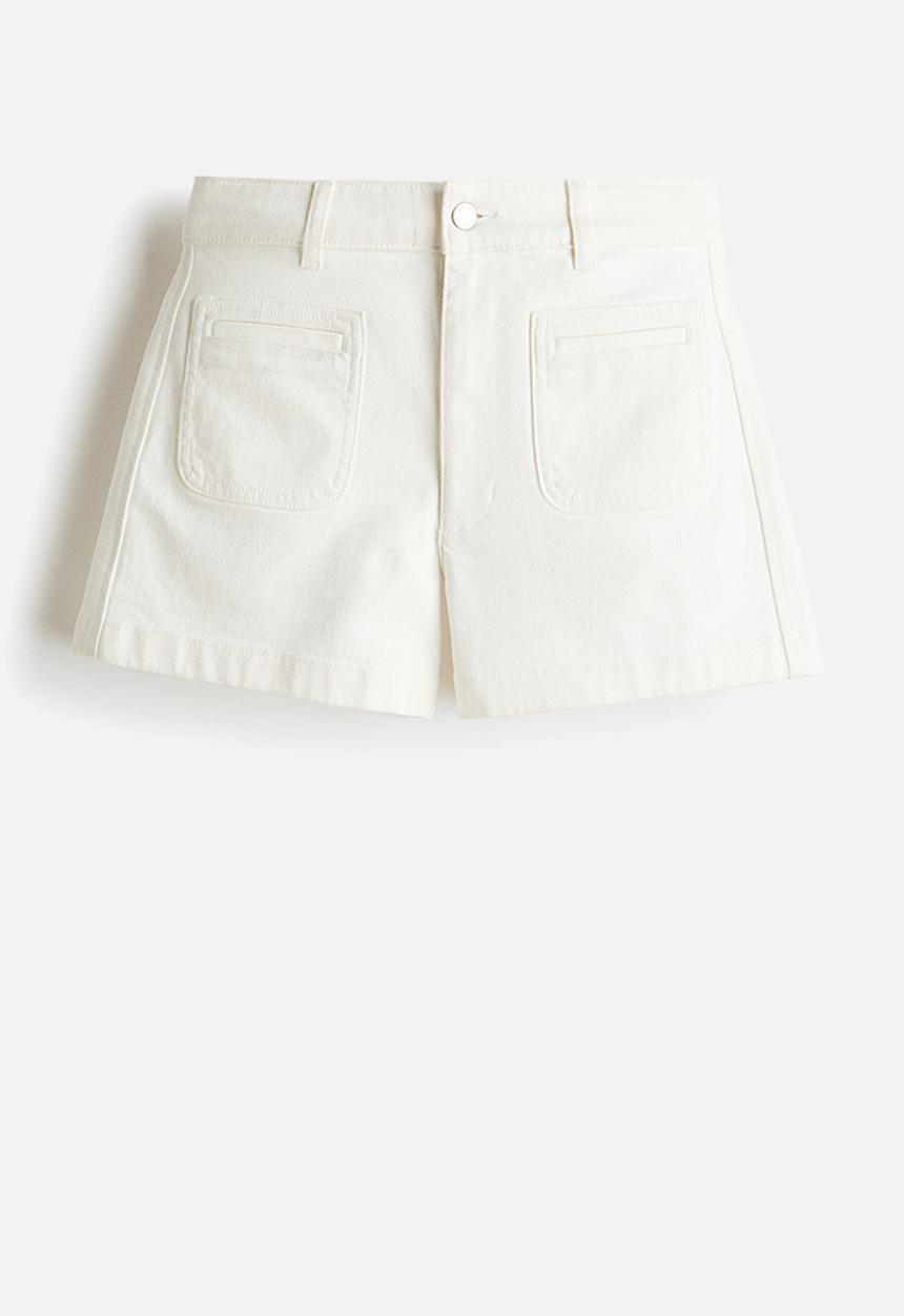 H&M - High-waisted denim shorts - cream
