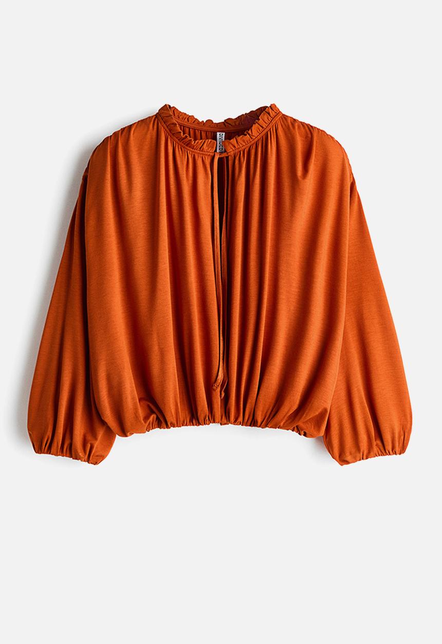 H&M - Gathered viscose top - dark orange