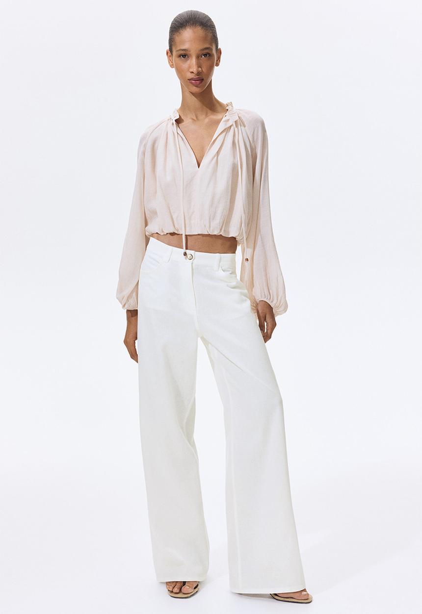 H&M - Linen-blend trousers - white