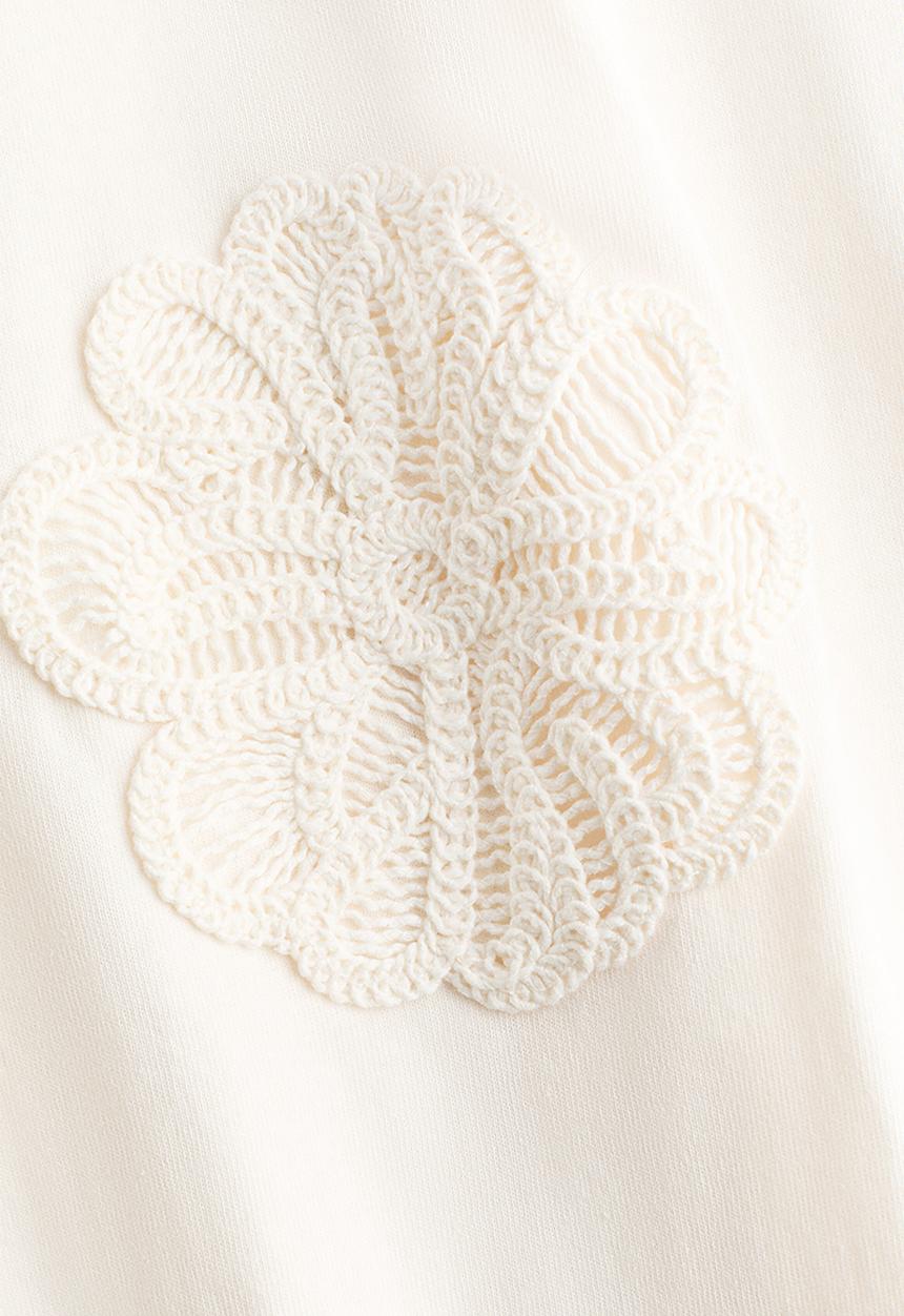 H&M - Appliquéd T-shirt - cream