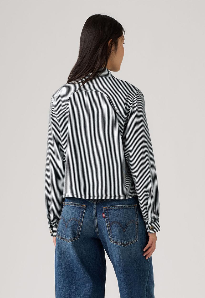 Levi’s® - Tini Ls Utility Shirt -  Afia Railroad Stripe Indigo Denim - Tencel