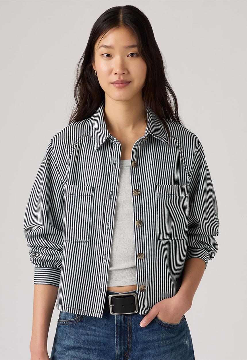 Levi’s® - Tini Ls Utility Shirt -  Afia Railroad Stripe Indigo Denim - Tencel