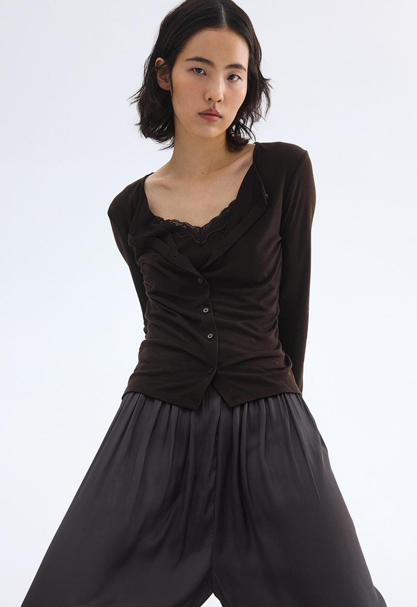 H&M - Layered cardigan - dark brown