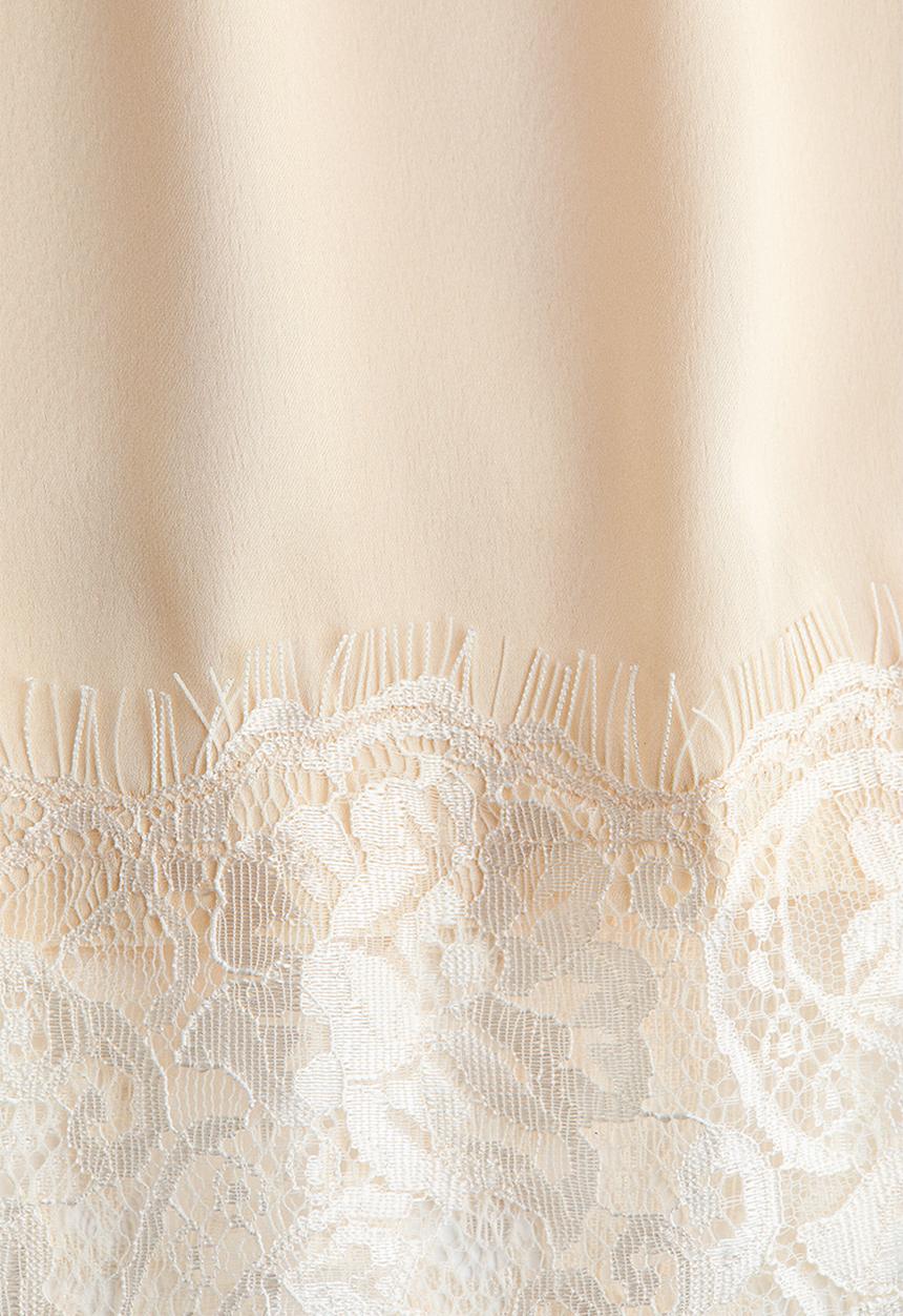 H&M - Lace-trimmed skirt - light beige