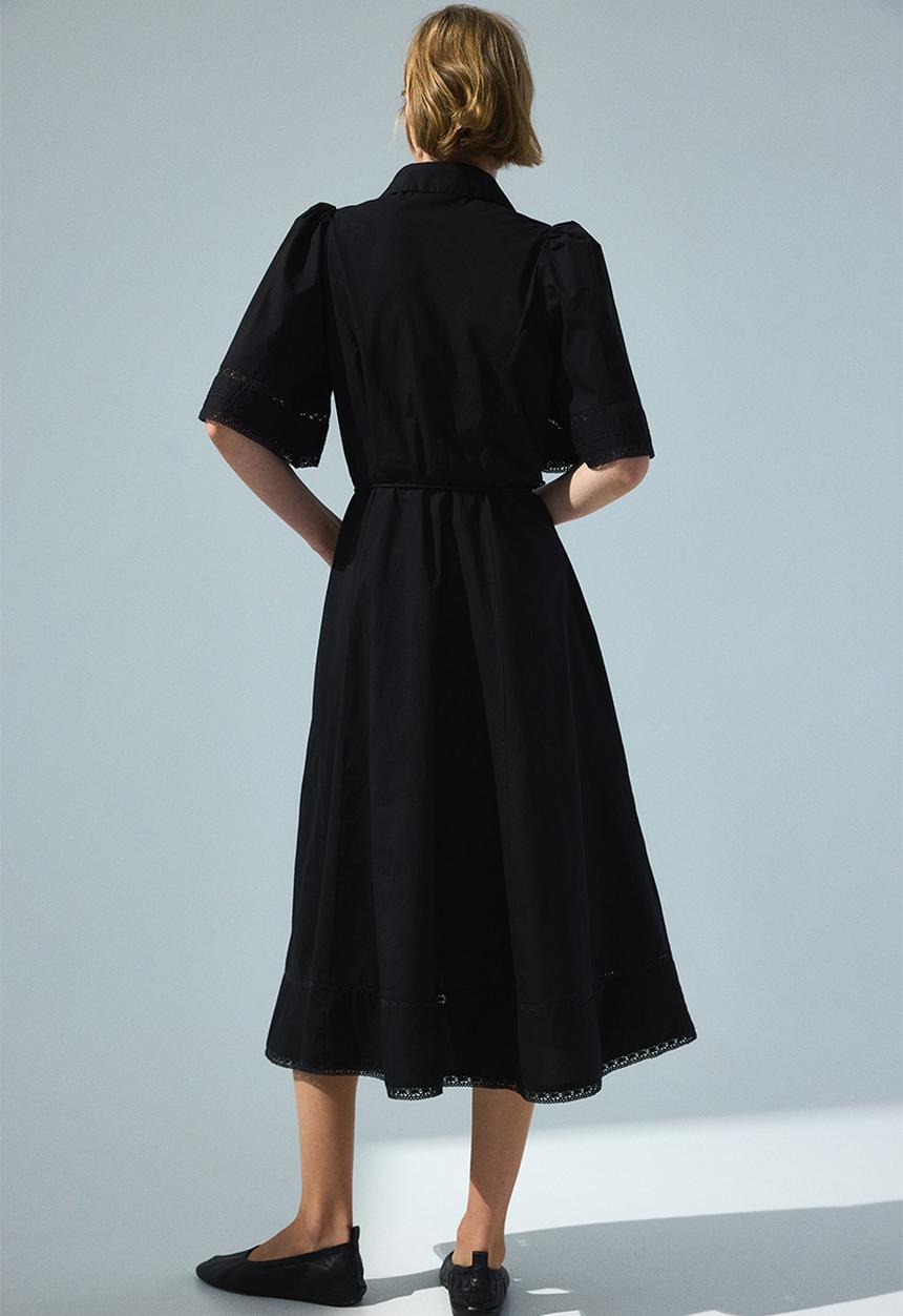 H&M - Pintucked cotton shirt dress - black