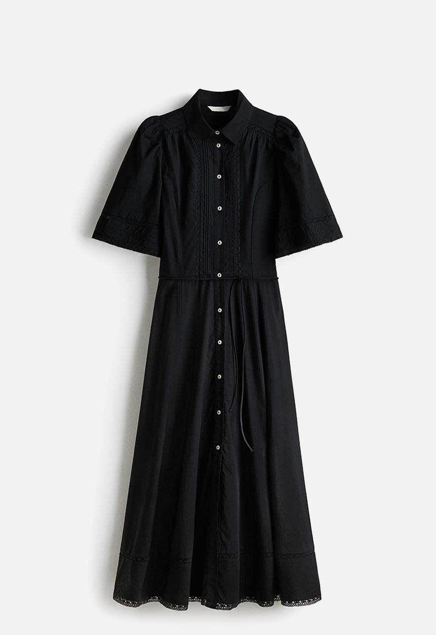H&M - Pintucked cotton shirt dress - black