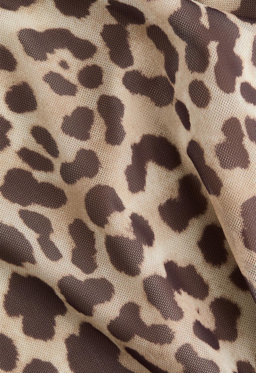 H&M - Asymmetric mesh top - light beige/leopard print