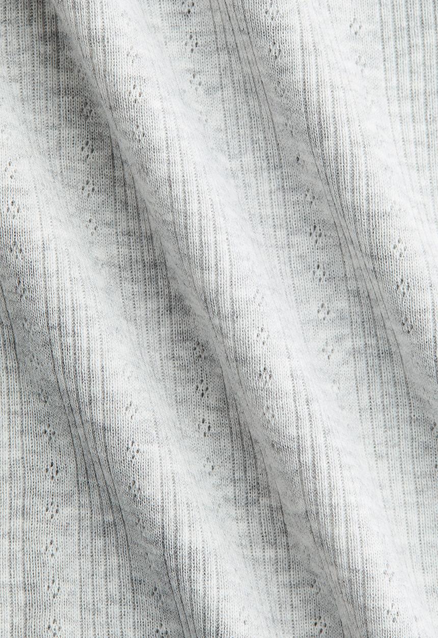 H&M - Pointelle-knit t-shirt - light grey marl