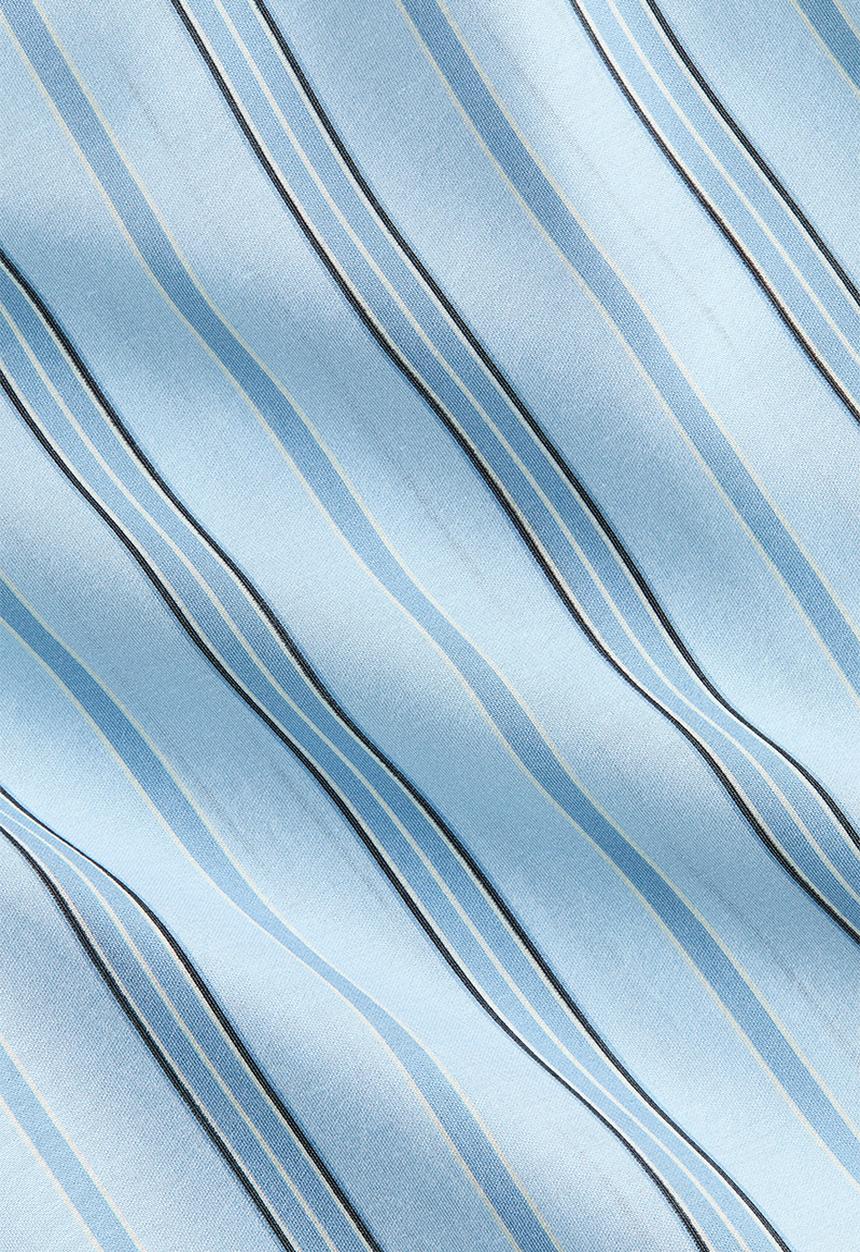 H&M - Wide drawstring trousers - light blue/striped