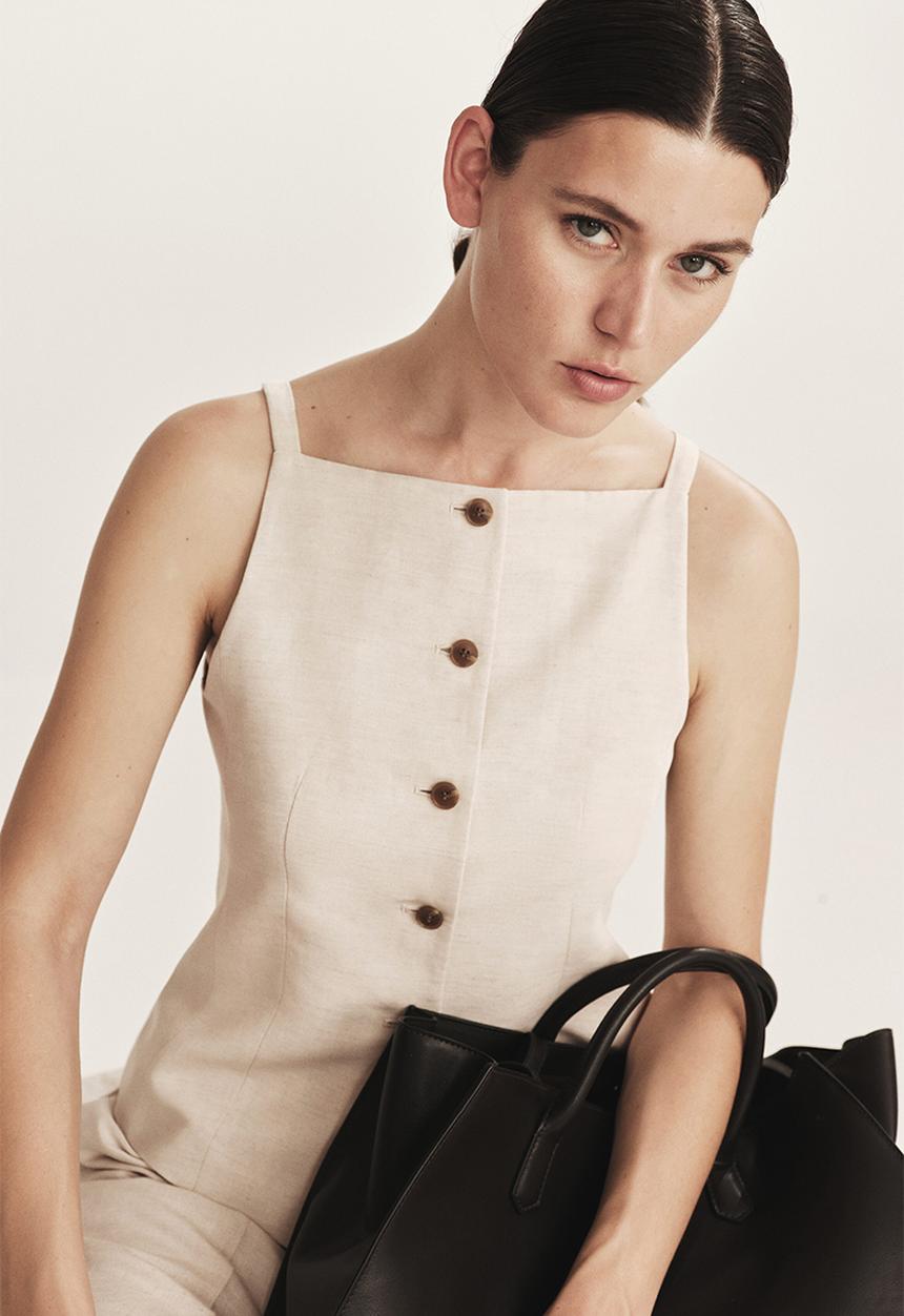 H&M - Linen-blend waistcoat - light beige