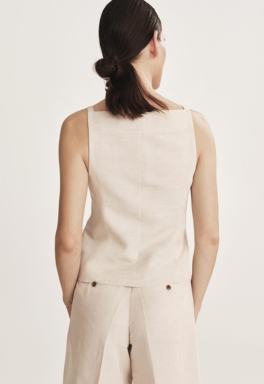 H&M - Linen-blend waistcoat - light beige