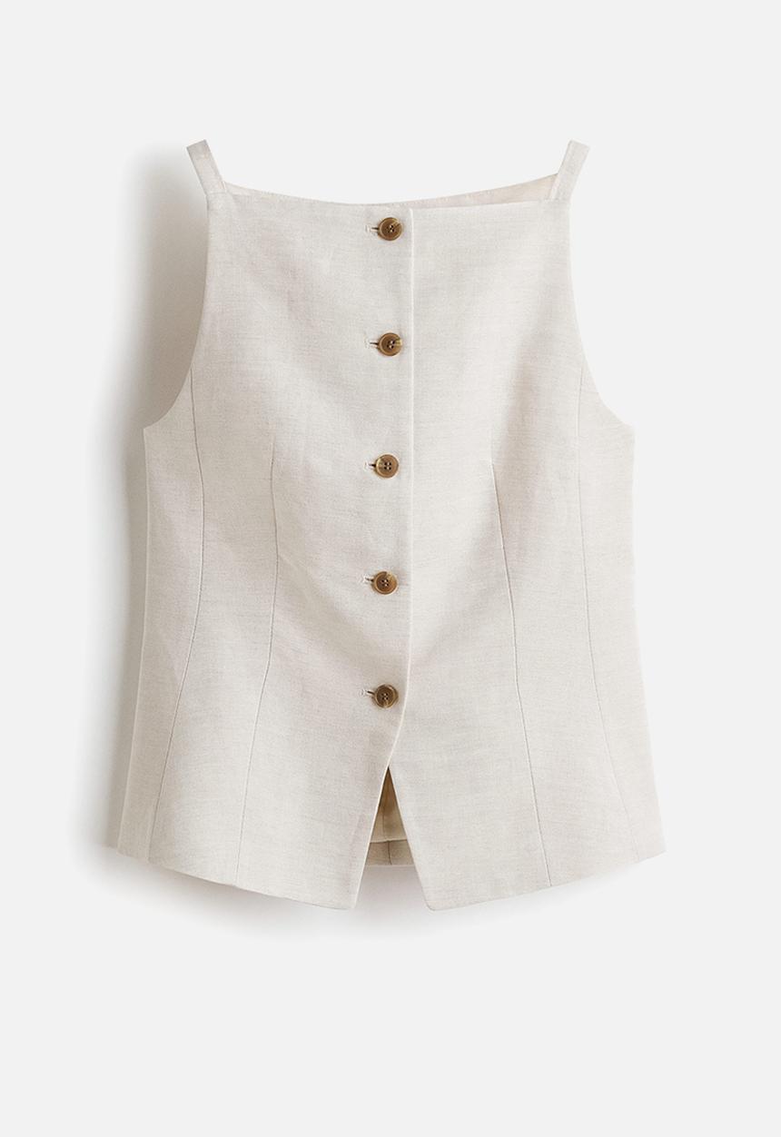 H&M - Linen-blend waistcoat - light beige