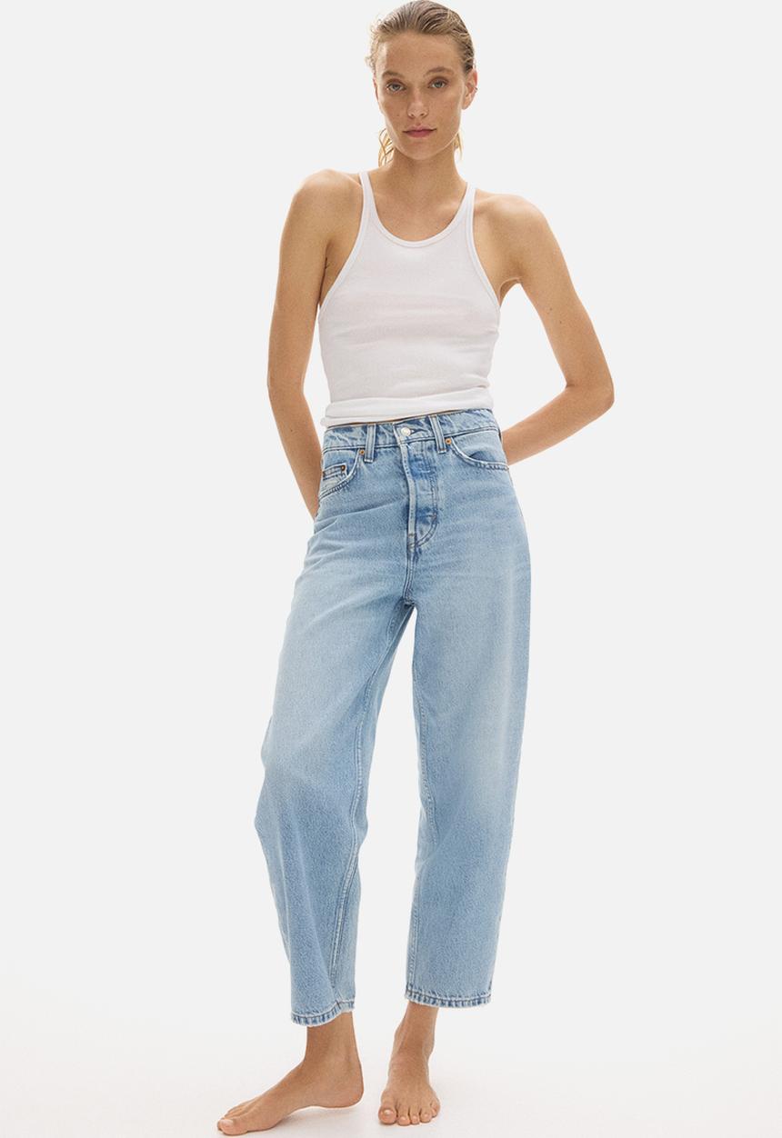 H&M - Barrel high waist ankle jeans - light denim blue