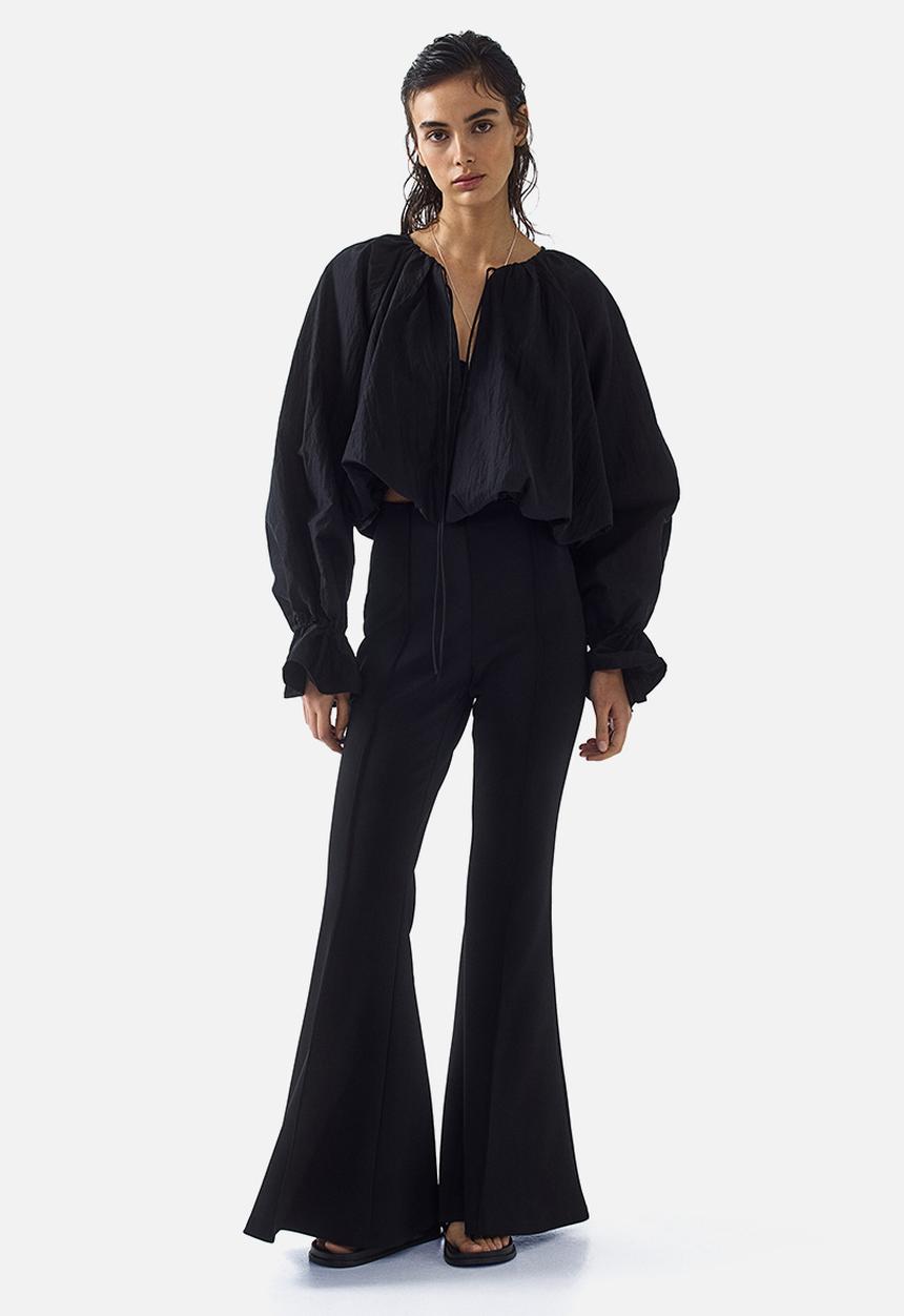 H&M - Crease-leg flared trousers - black