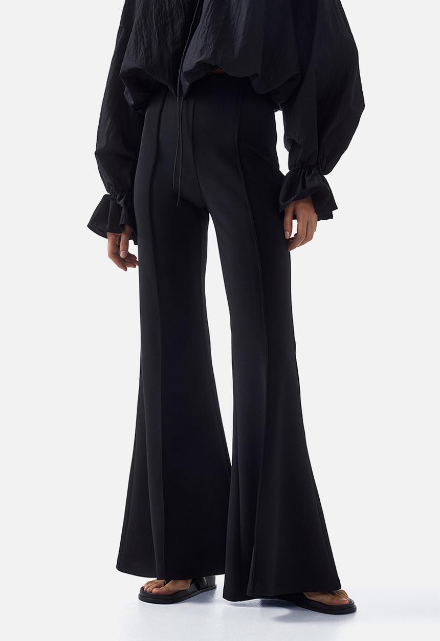H&M - Crease-leg flared trousers - black