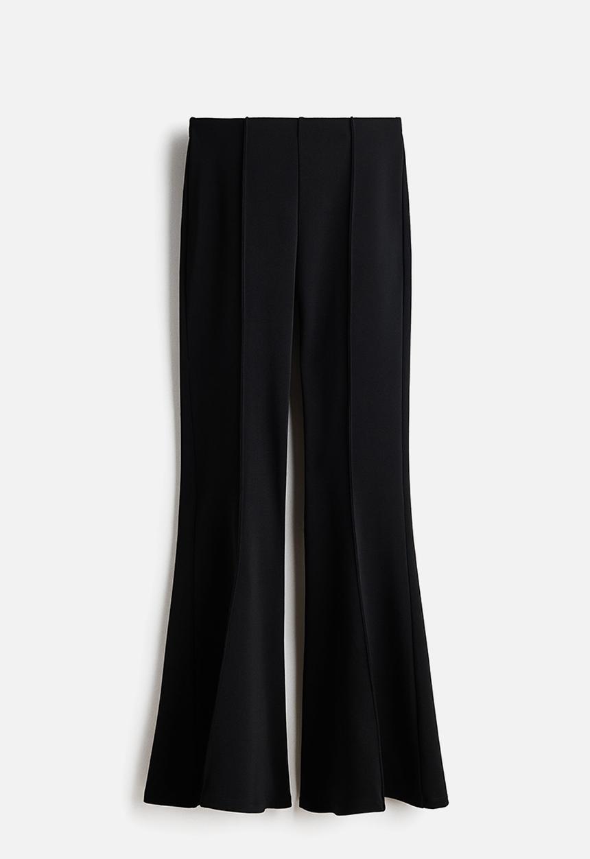 H&M - Crease-leg flared trousers - black